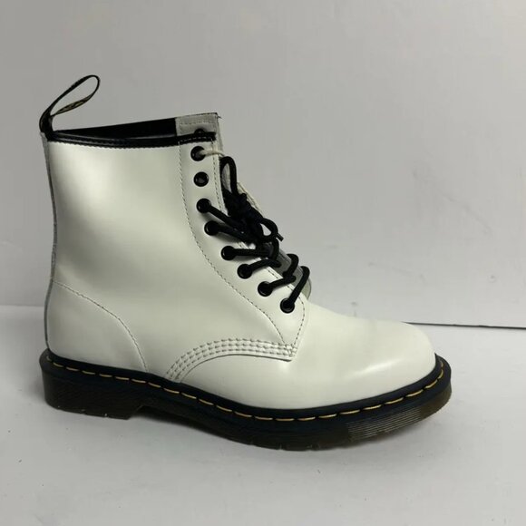 Dr Martens Womens 1460 White Combat Boots, Size M